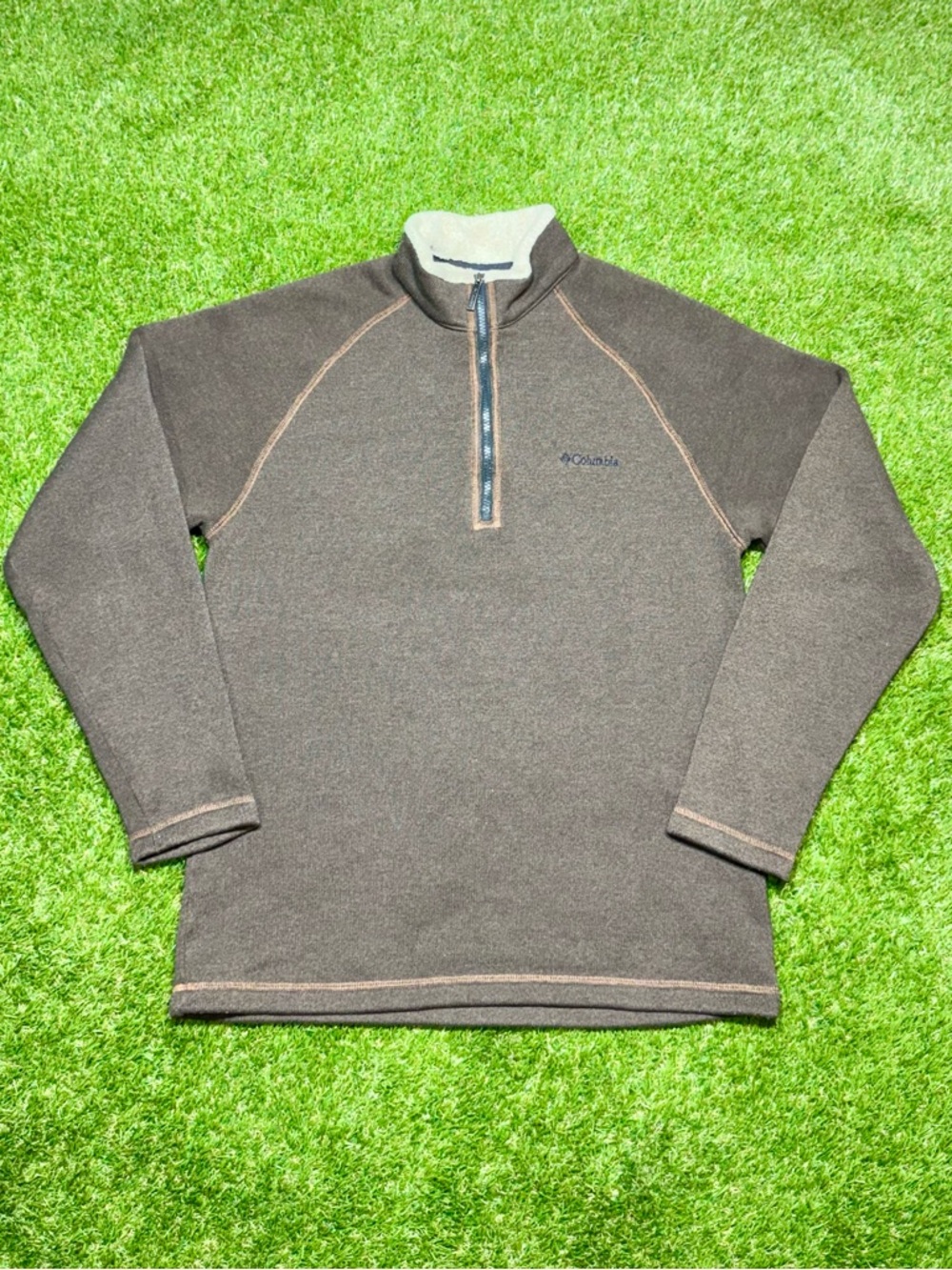 Columbia Fleece 1/4 Zip Sweater Pullover Sweatshirt Men’s Large Brown Tan